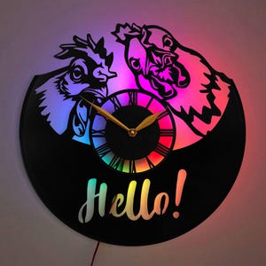 Rooster Clock For Kitchen Wall, Rooster Clock, Chicken Clock, Funny Clock, Hello Clock