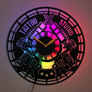 Tattoo Wanduhr, Tattoo Geschenk, Tattoo Studio Uhr, Tattoo Künstler Geschenk, Tattoo Shop Dekor