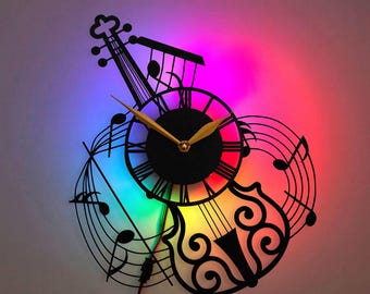 Violin Clock, Musical Wall Decor, Music Note Clock, Gift for Musicians, Violin Lover Gift, Music Teacher Gift, Music Room Decor