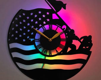 Horloge de l'armée américaine, horloge murale drapeau américain, décoration murale patriotique, horloge hommage militaire, horloge drapeau des Etats-Unis, horloge du Memorial Day