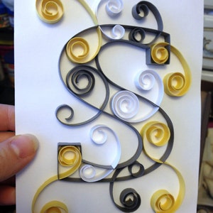 Paper quilling art, 5x7 picture, paper quilled letter, paper quilled monogram, quilled paper art work, wedding gift, baby gift