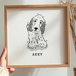 Cartoon Pet Portrait, Dog Caricature, Pet Caricature, Ugly Portrait, Dog Remembrance Gift, Minimalist Cat Memorial Wall Art, Hallowen gift