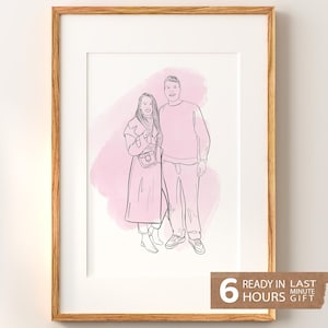 One Year Anniversary Gift, Line Art Couple Portrait from Photo, One Line Drawing, Custom Commission, Personalized Couple Illustration