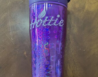 Personalised 12oz Purple Insulated Travel Cup – Hot/Cold, Engraved, UK Made