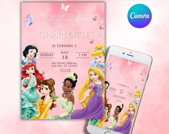 Princess Birthday Invitation: Pink & Gold Party (EDITABLE Digital)
