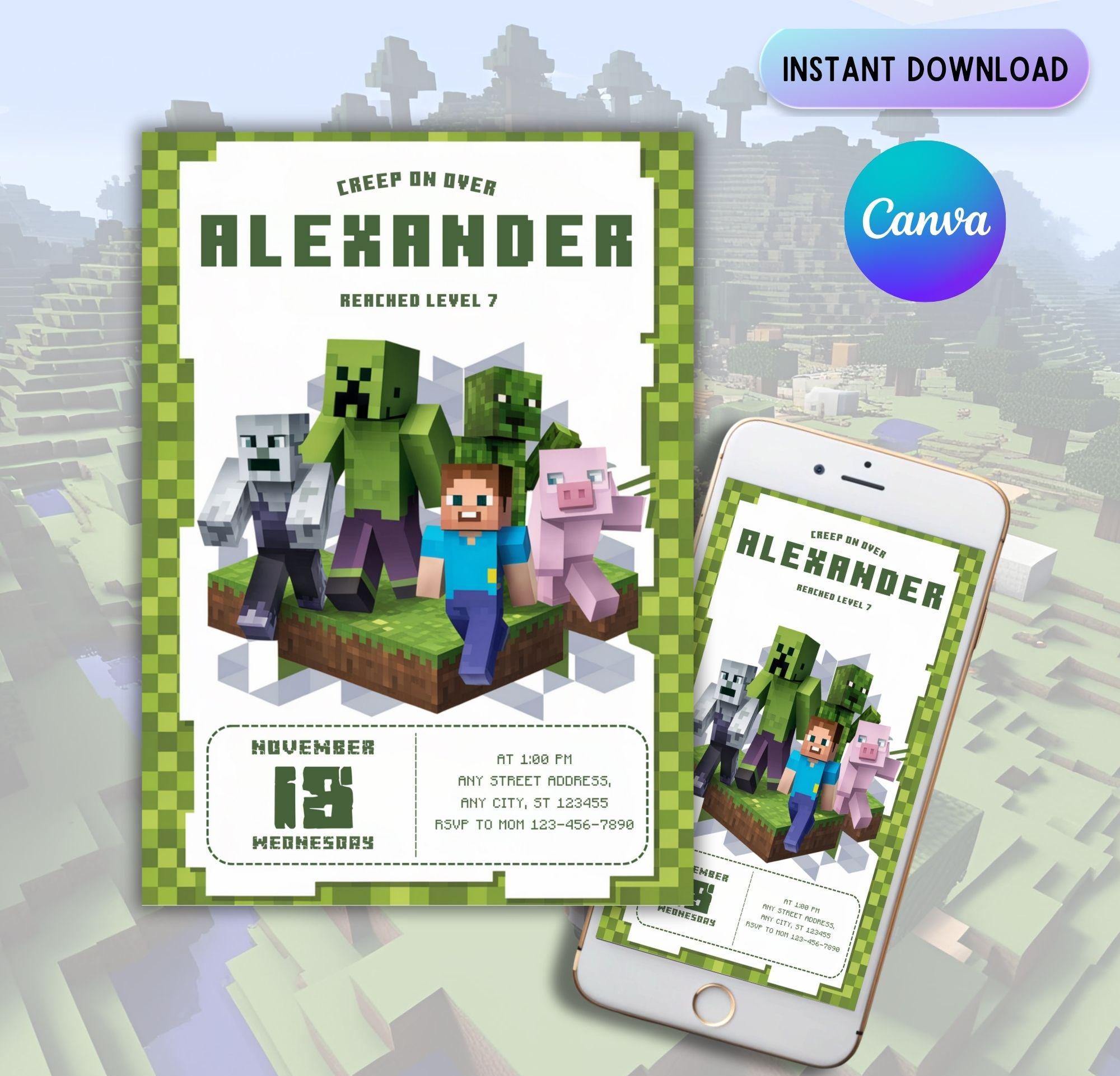 Minecraft Creeper Birthday Template