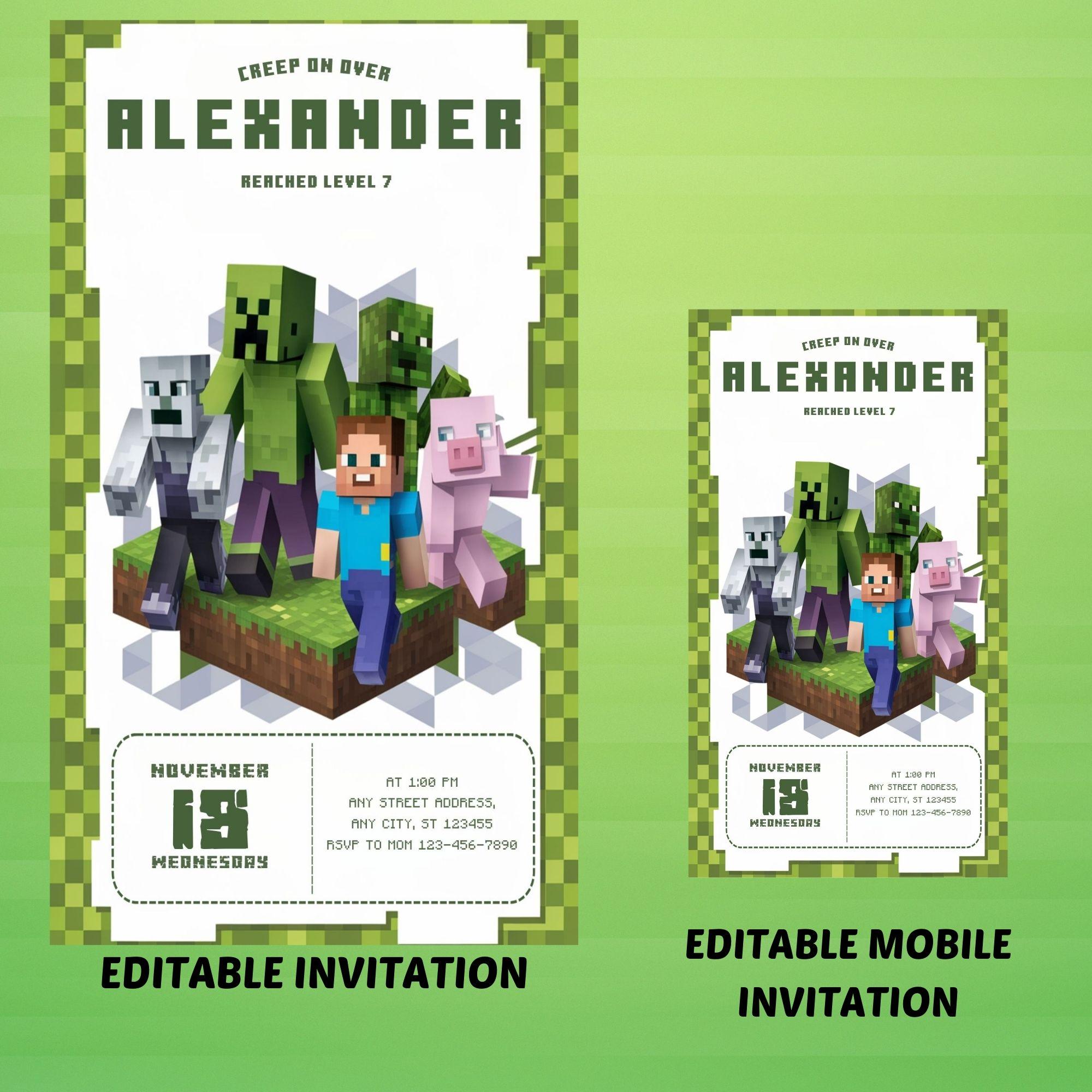 Minecraft Creeper Birthday Template