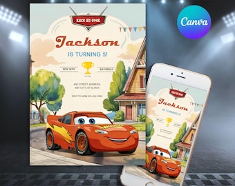 Lightning McQueen Birthday Invitation: Editable Cars Theme (Digital Download)