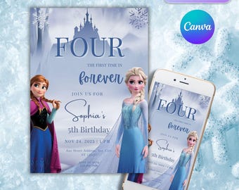 Elsa Frozen Birthday Invitation: Editable Digital Party Invite (Digital Download)