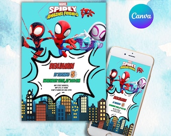 Spiderman Birthday Invitation Template: Editable Party Invite (Digital Download)