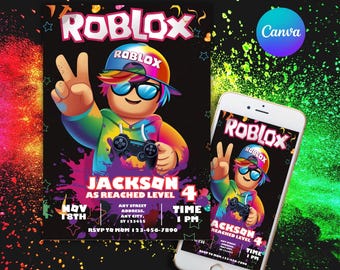 Editable Roblox Birthday Invitation Template (Digital Download)