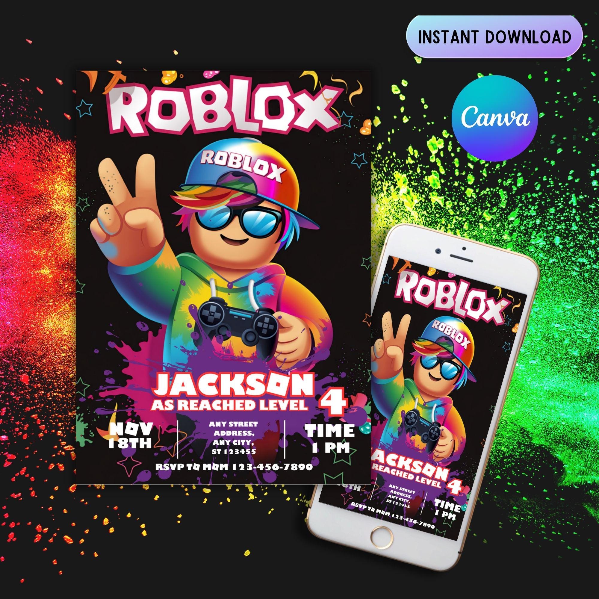 Editable Roblox Birthday Invitation Template (digital Download) - Etsy