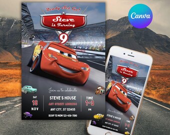 Lightning McQueen Birthday Invitation: Cars Theme (Digital Download)