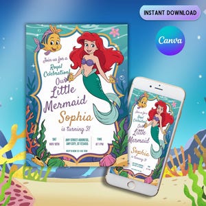 Little Mermaid Invitation Little Mermaid Birthday Invitation Ariel Birthday Invitation Little Mermaid Party Invite EDITABLE Instant Digital