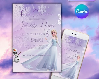 Frozen Birthday Invitation: Electronic Canva Template (Digital Download)