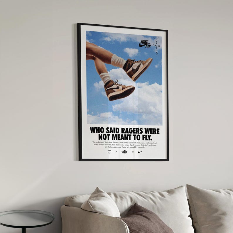 Air Jordan 1 Travis Scott Retro Poster, Vintage Sneaker Poster, Wall
