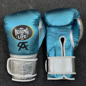 Handmade Boxing Gloves No Boxing No Life Made in Cowhide Leather Silver