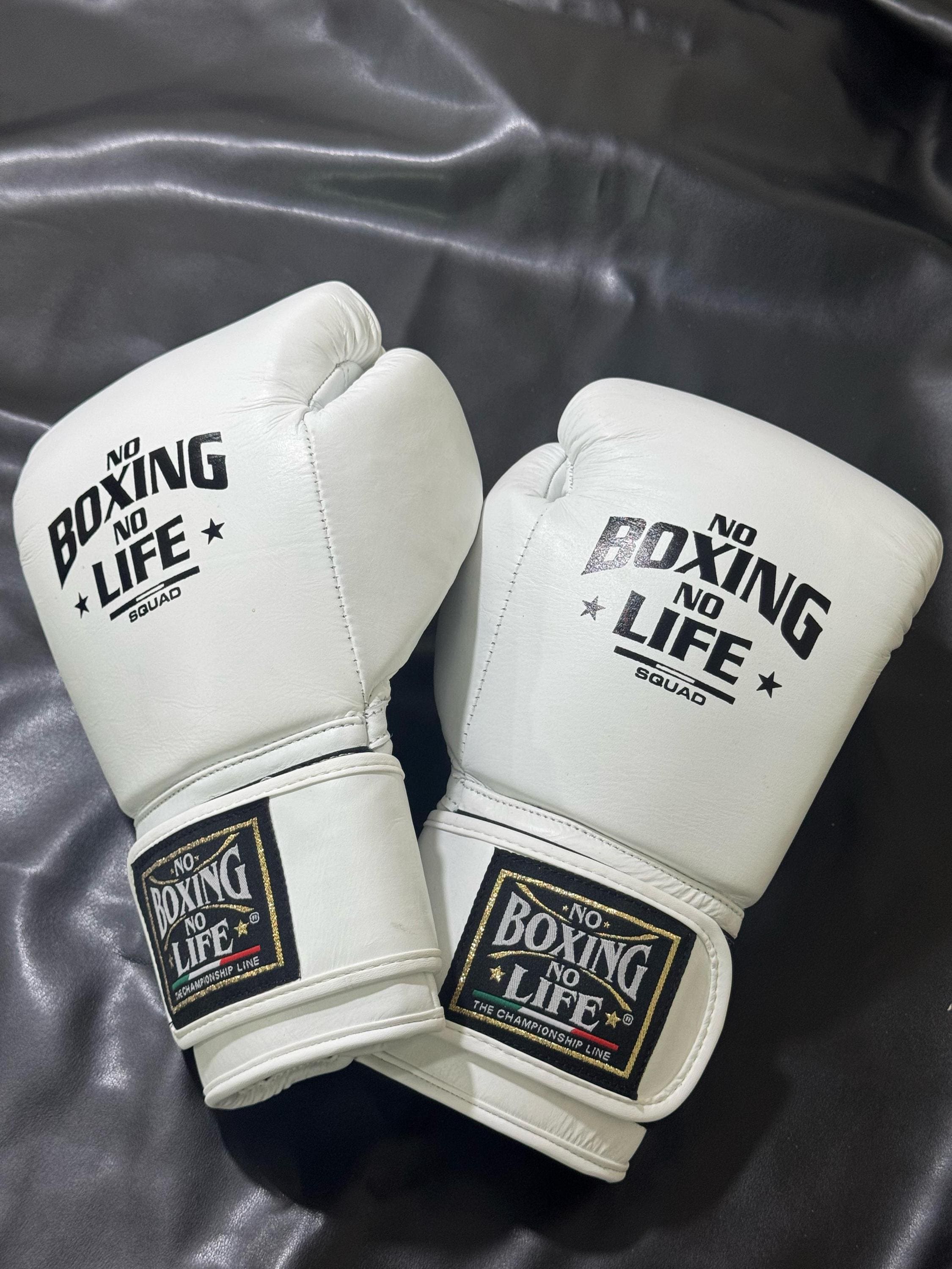 White Boxing Gloves No Boxing No Life Made in Cowhide Leather