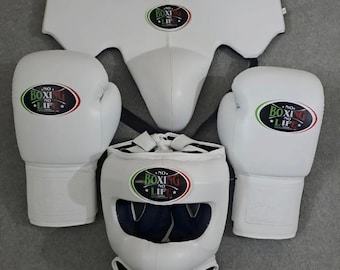 Handmade Boxing Whole Kit NBNL  Made in Cowhide Leather Pure White | Personalise Your Name | Gift to him, Gift for him |