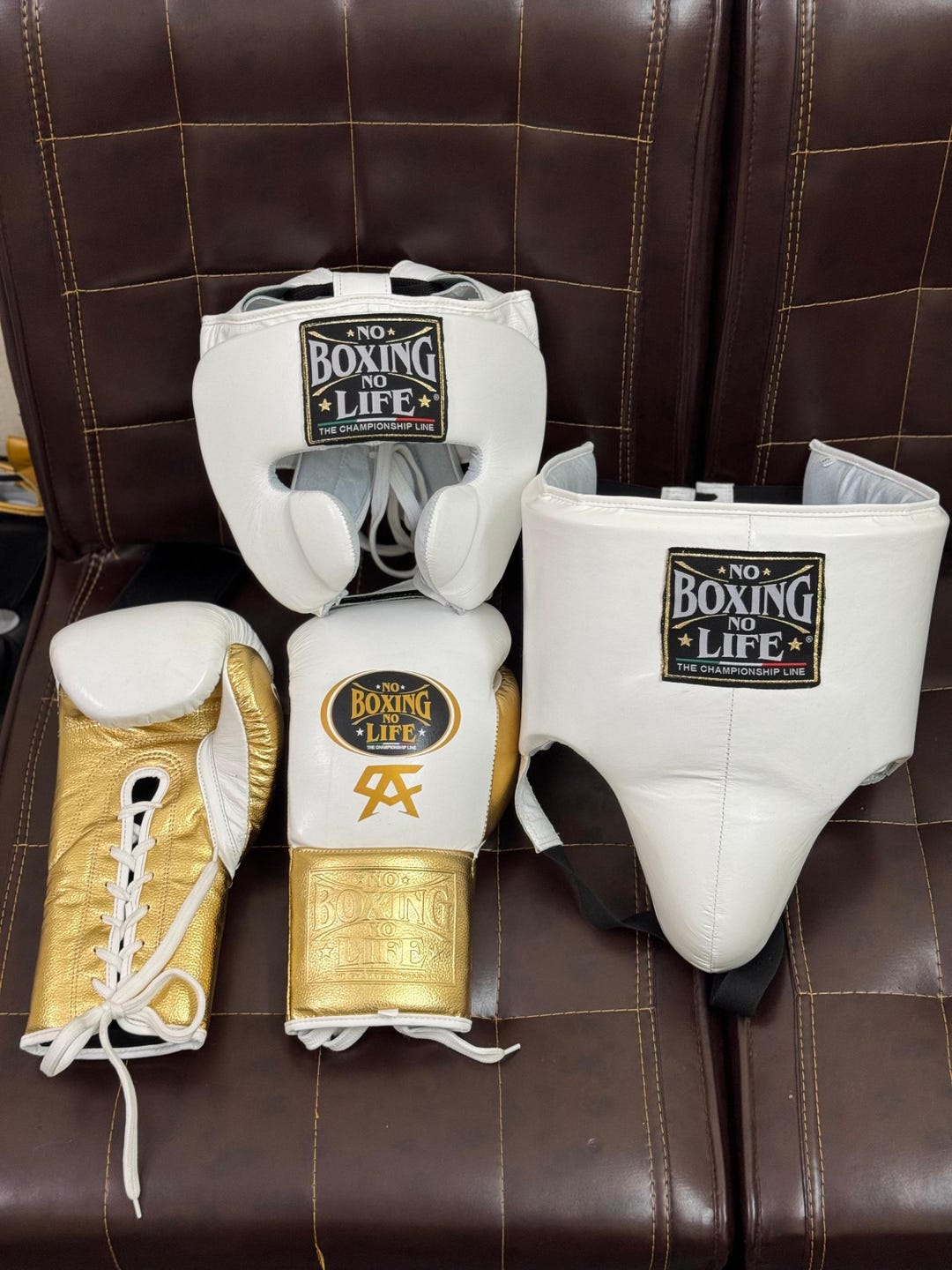 Handmade Boxing Whole Kit NBNL Made in Cowhide Leather White/ Gold ...