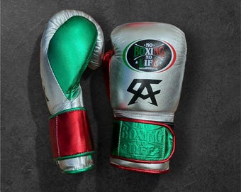 Handmade Boxing Gloves No Boxing No Life Made in Cowhide Leather White