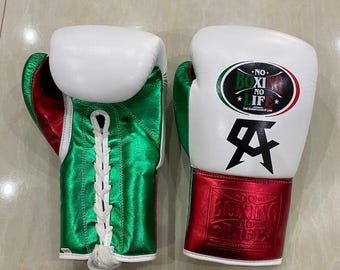 Handgemaakte bokshandschoenen No Boxing No Life Gemaakt van rundleer, witte modellen | Personaliseer je naam | Cadeau voor hem | Kerstcadeau |