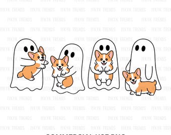Corgi Fantasma Halloween PNG / Diseño de Halloween de Corgi Mama / Corgi Mamá Amante de los Perros / Diseño de Camiseta de Perro Fantasma Lindo / Temporada Espeluznante de Chica Preppy