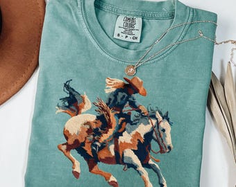 Rodeo Bronc Rider, png PNGEgg | West-Amerikaanse volkskunst | Digitaal ontwerp cowboypaard | T-shirtontwerp cowgirl | Southwest Clipart