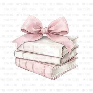 Pila de libros coqueta con un gran lazo rosa PNG / Diseño de camiseta para amantes de los libros / Ratón de biblioteca PNG / Booktrovert / Camiseta con lazo de libros femeninos / Lector