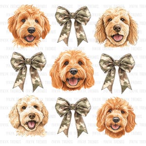 Camo Coquette Goldendoodle PNG | Camo Bogen Jagd Tshirt Design | Camo Bögen png | Camouflage Jagd Saison Clipart | Jagdhund digital