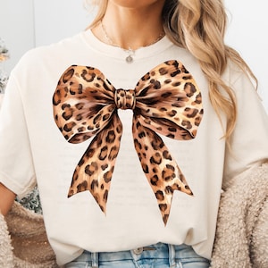 Leopard print bow PNG | Girlie digital design | soft girl era png | leopard print ribbon clipart | Preppy girl png | Leopard cheetah bow png