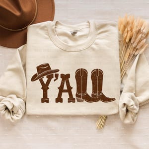 Western Cowgirl Y'all Png | Bauernmädchen Konzert-T-Shirt | Cowboystiefel und Cowboyhut png | Yall digital design | Trendige Western png | Stiefel png