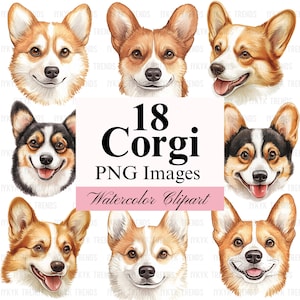 Corgis Aquarell Clipart Bundle | Handgezeichnete Corgis Clip Art Digitaler Download | Corgis Mom Geschenk PNG | Hunde Liebhaber-Shirt-Design