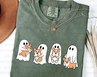 Corgi Fantasma Halloween PNG / Diseño de Halloween de Corgi Mama / Corgi Mamá Amante de los Perros / Diseño de Camiseta de Perro Fantasma Lindo / Temporada Espeluznante de Chica Preppy