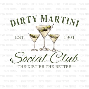 Dity Martini Social Club, png | Extra vuile martini-barman sweaterontwerp | Preppy trendy | Martini-clubshirt | Extra olijven aub