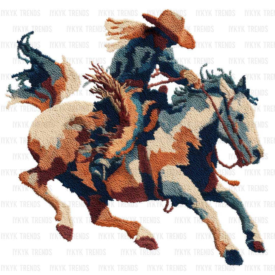Rodeo Bronc Rider PNG | Western Americana Folk Art | Bucking Horse ...