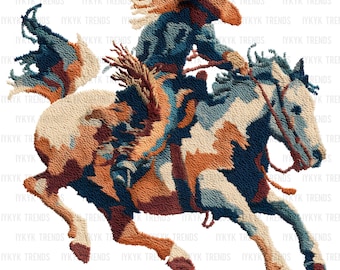 Rodeo Bronc Rider, png PNGEgg | West-Amerikaanse volkskunst | Digitaal ontwerp cowboypaard | T-shirtontwerp cowgirl | Southwest Clipart