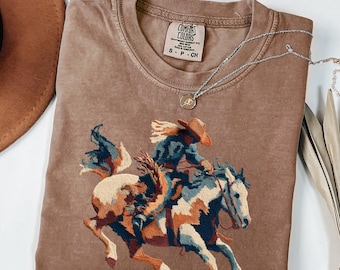Rodeo Bronc Rider PNG | Western Americana Folk Art | Bucking Horse Cowboy Digital Design | Cowgirl Tshirt Design | Southwest Clipart