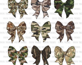 Coquette camouflage png | Arcs de chasse girly preppy Coquette | Téléchargement numérique de noeuds camo canards tendance | Chasse au canard PNG | T-shirt fille chasse