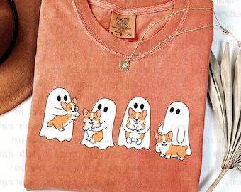 Corgi Fantasma Halloween PNG / Diseño de Halloween de Corgi Mama / Corgi Mamá Amante de los Perros / Diseño de Camiseta de Perro Fantasma Lindo / Temporada Espeluznante de Chica Preppy