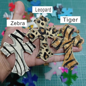 Custom IRON ON Embroidered leather Gothic hearts chrome cross hearts Iron on cross ch jean ,gift for men,,gift for friend,gift for birthday image 3