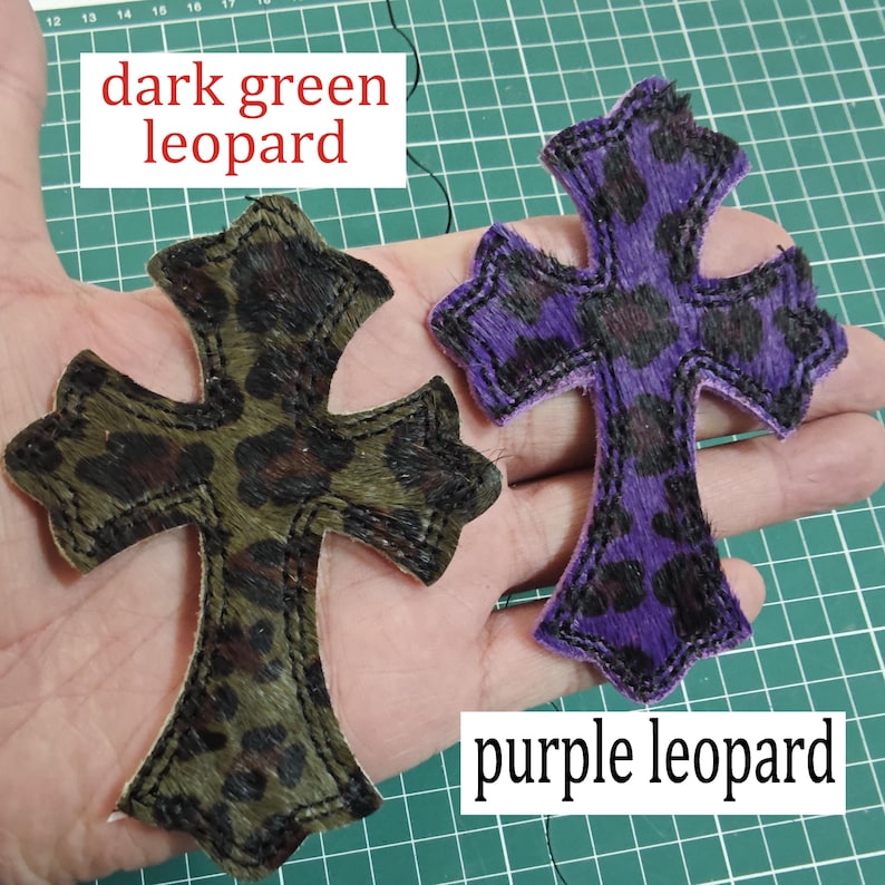 Custom IRON ON Embroidered leather Gothic hearts chrome cross hearts Iron on cross ch jean ,gift for men,,gift for friend,gift for birthday image 11