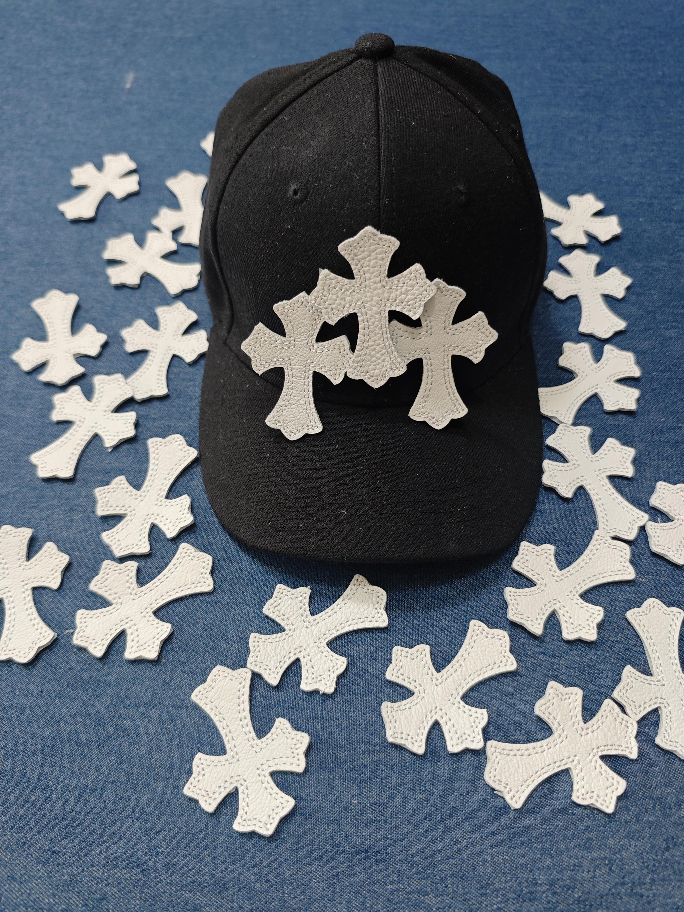 Custom Leather Gothic Chrome Cross Iron on Patch Hat,shoe Ch Jeans