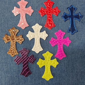 Custom IRON ON Embroidered leather Gothic hearts chrome cross hearts Iron on cross ch jean ,gift for men,,gift for friend,gift for birthday image 9