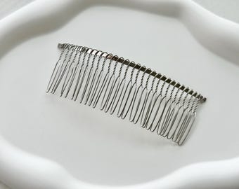 Silver Metal Comb,Diy Bridal Hair Comb,Metal Curved Comb,30 Teeth Comb,Hair Accessories,Wedding Hair Combs,Bridal Accessories,Veil Hair Comb