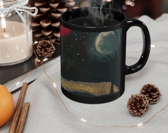 Tazza in ceramica "Notte stellata" con paesaggio celeste, situata nelle sorgenti termali di Paulina Peak, Oregon.