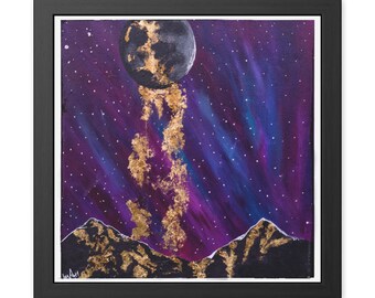 Poster incorniciati Mountain Majesty, stampa murale Oregon Stardust, stampa di scene di montagna buia, decorazioni naturalistiche, fotografia di paesaggi, immagine del cielo notturno