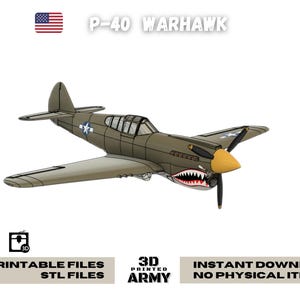 P-40 Warhawk / STL files for 3D printer / warbird miniature / 1/48 scale / digital download