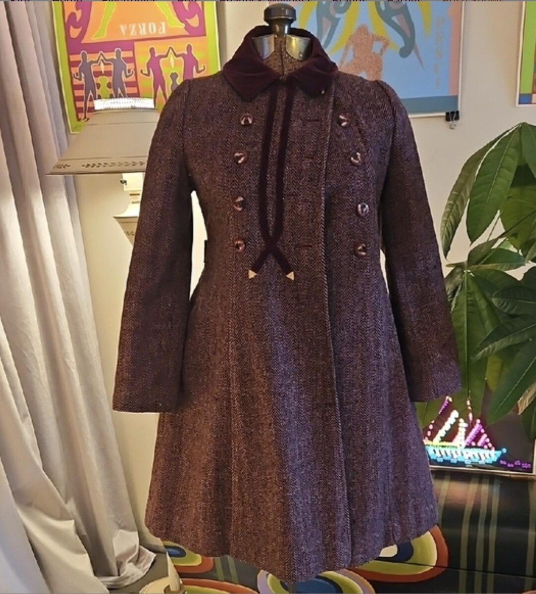 Vintage 1960s Girls Sz 12 FW Fischer Victorian Wool Tweed Jacket