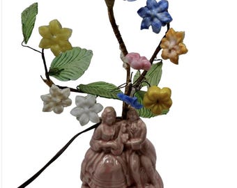 Lámpara de cristal de Murano con forma de flor, estilo MCM, de Richard Singer, modelo Shawnee, que representa a una pareja cortejándose.